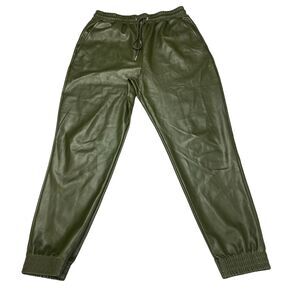 Anthropologie Avec Les Files Faux Leather Jogger Pants Womens Small Green
